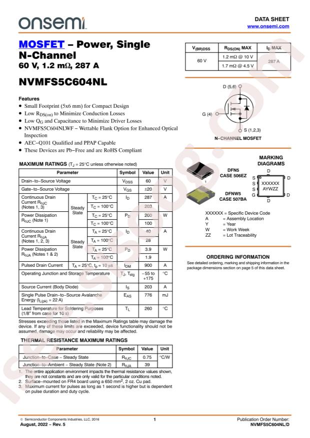 NVMFS5C604NLWFAFT3G