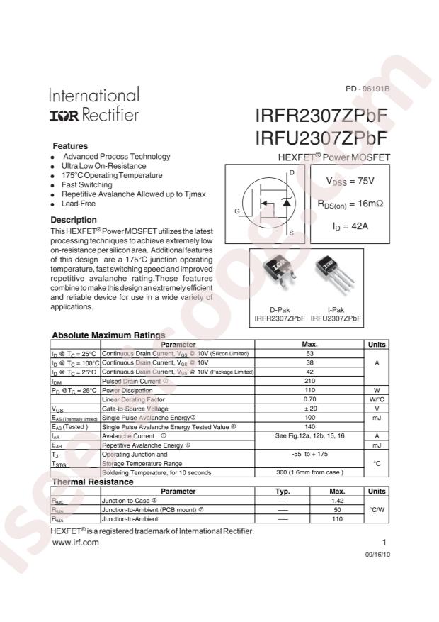 IRFR2307ZTRLPBF