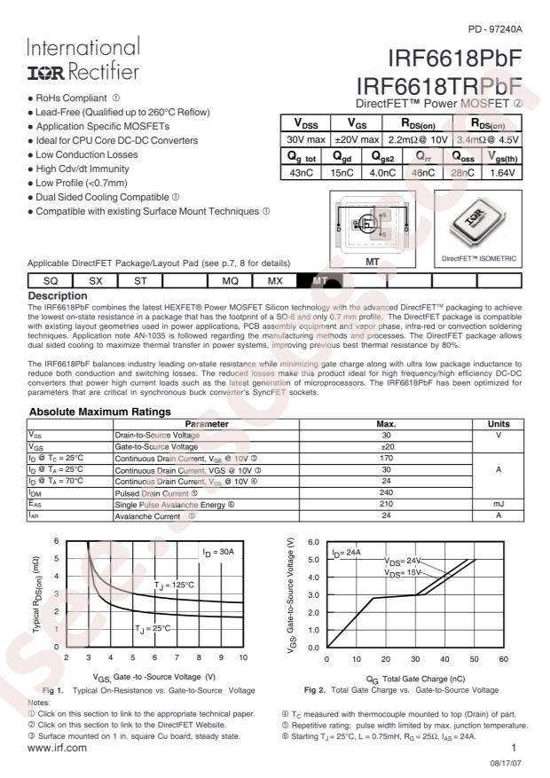IRF6618TRPBF