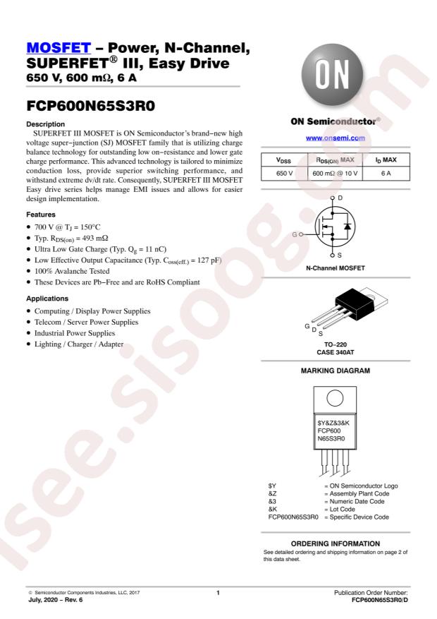 FCP600N65S3R0