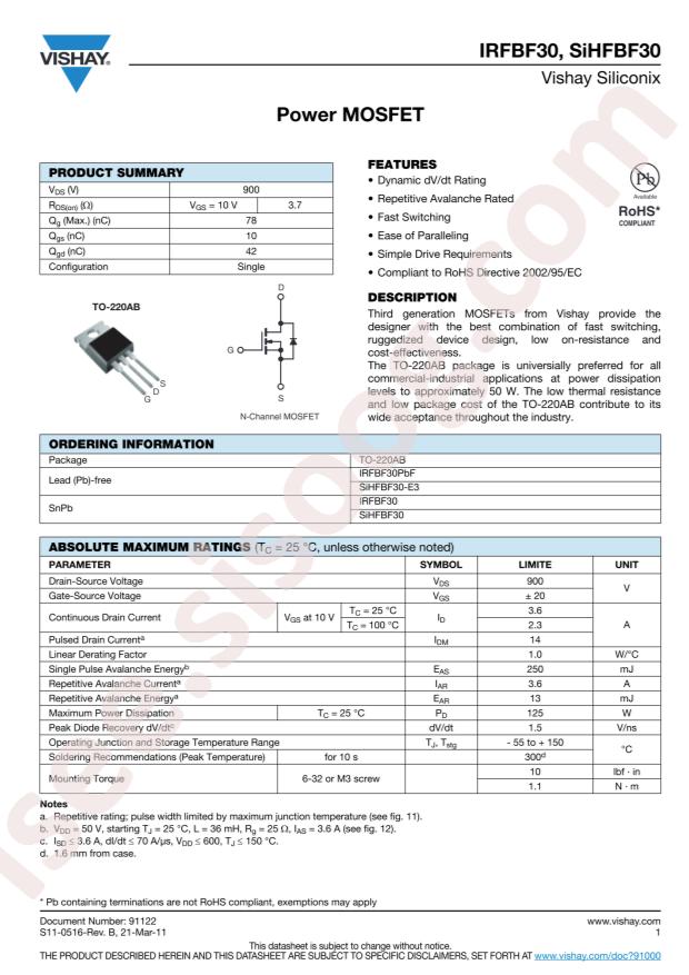 IRFBF30PBF