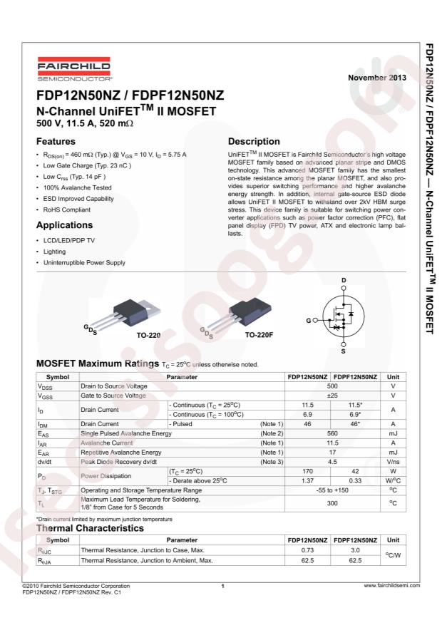 FDP12N50NZ