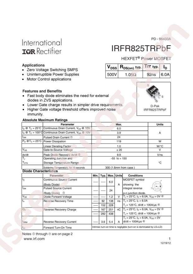 IRFR825TRPBF