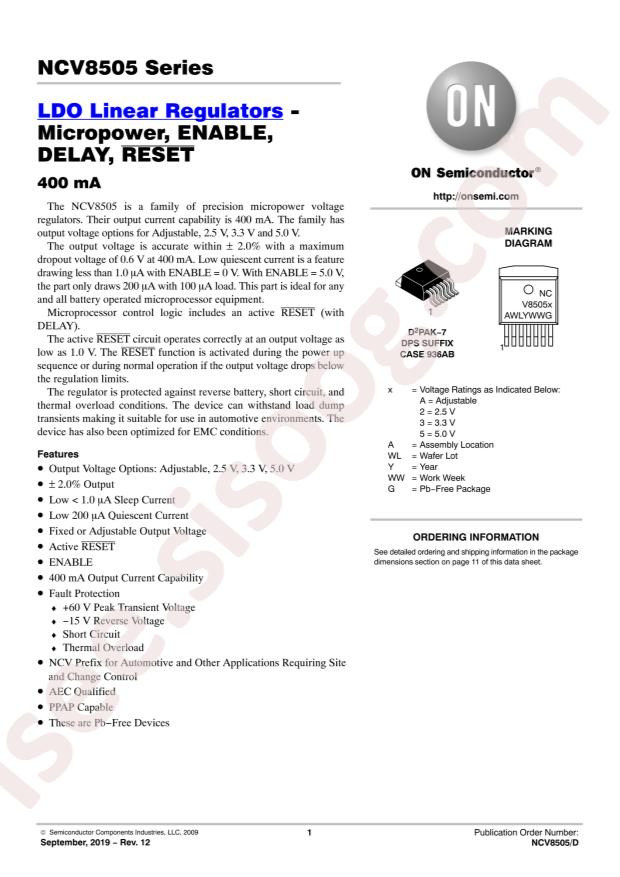 NCV8505D2T50R4G