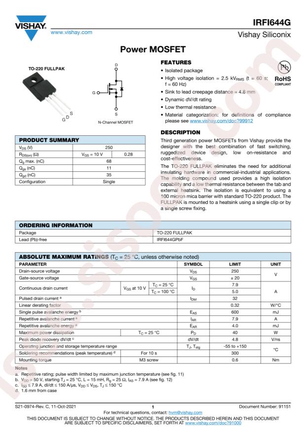 IRFI644GPBF