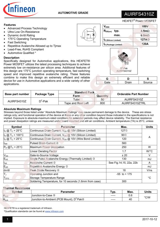 AUIRFS4310ZTRL