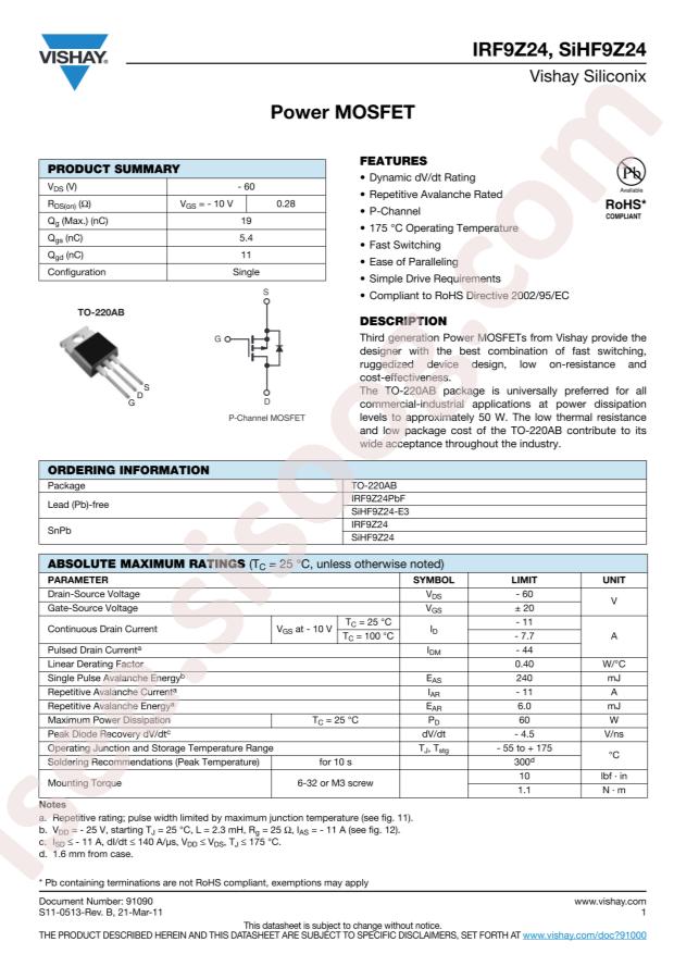 IRF9Z24PBF