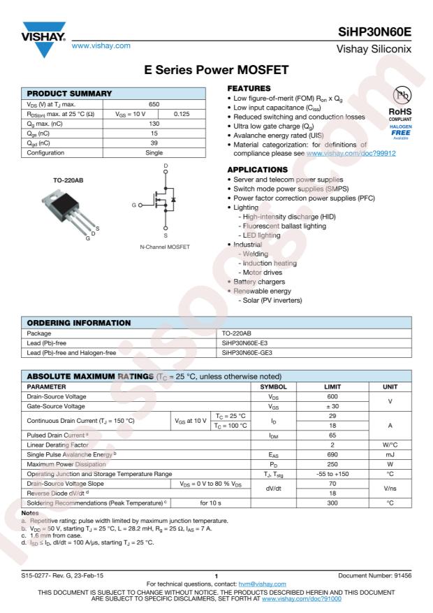 SIHP30N60E-GE3