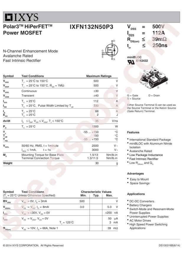 IXFN132N50P3