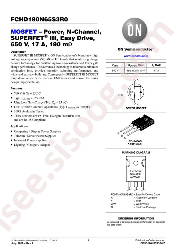 FCHD190N65S3R0-F155