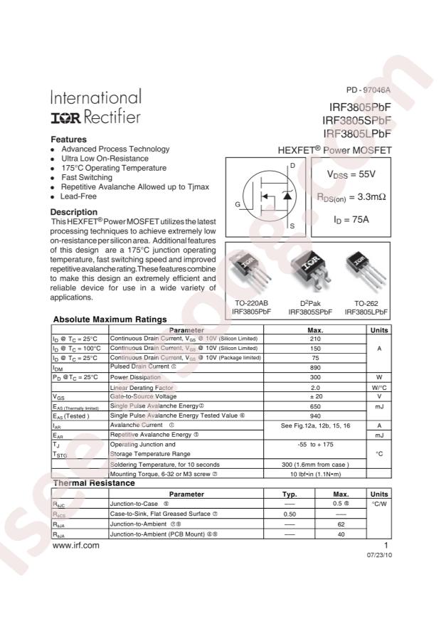 IRF3805STRLPBF