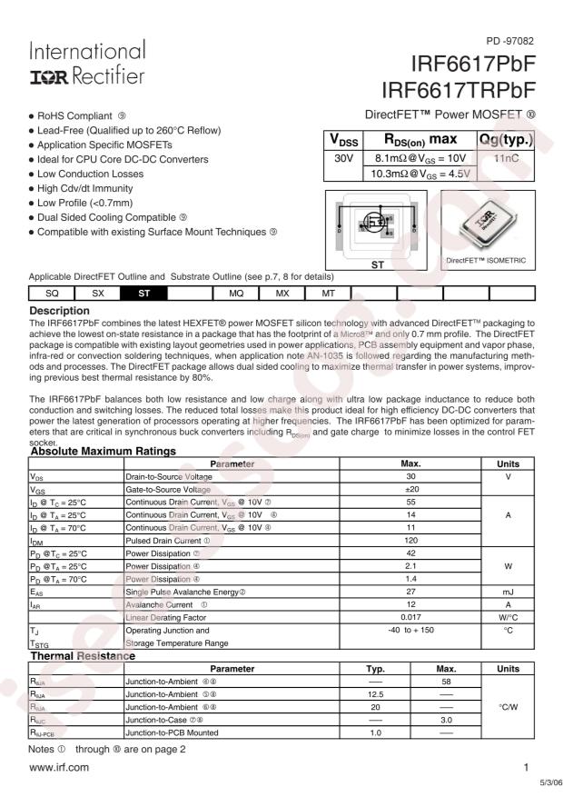 IRF6617TRPBF