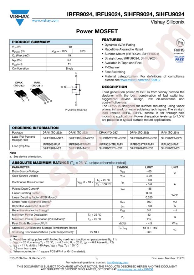 IRFR9024TRPBF