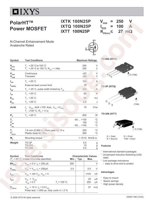 IXTQ100N25P