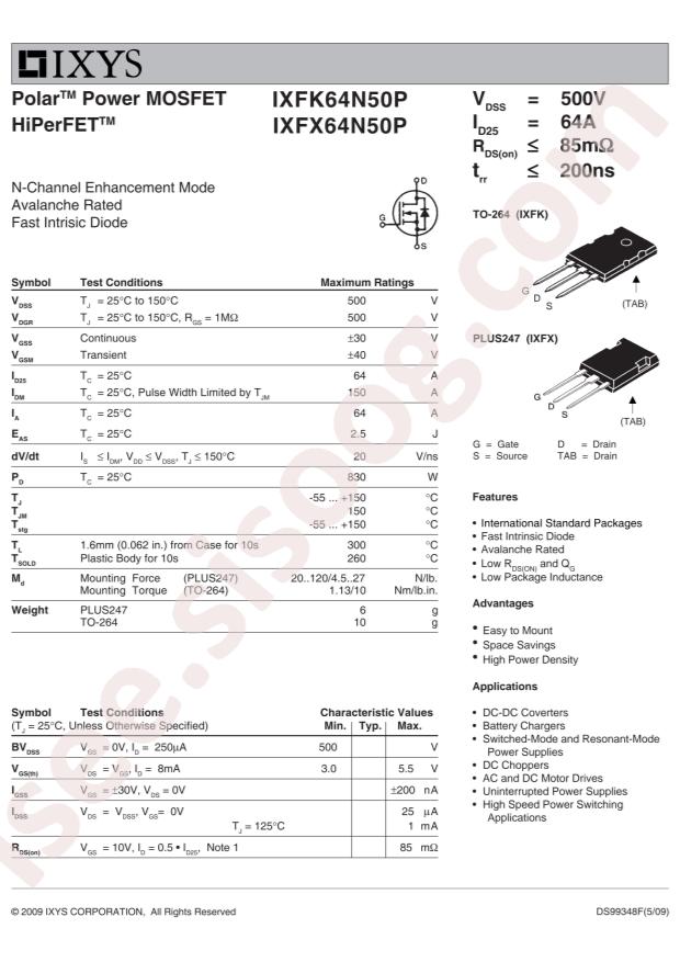 IXFX64N50P