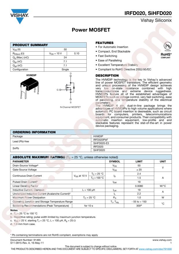 IRFD020PBF