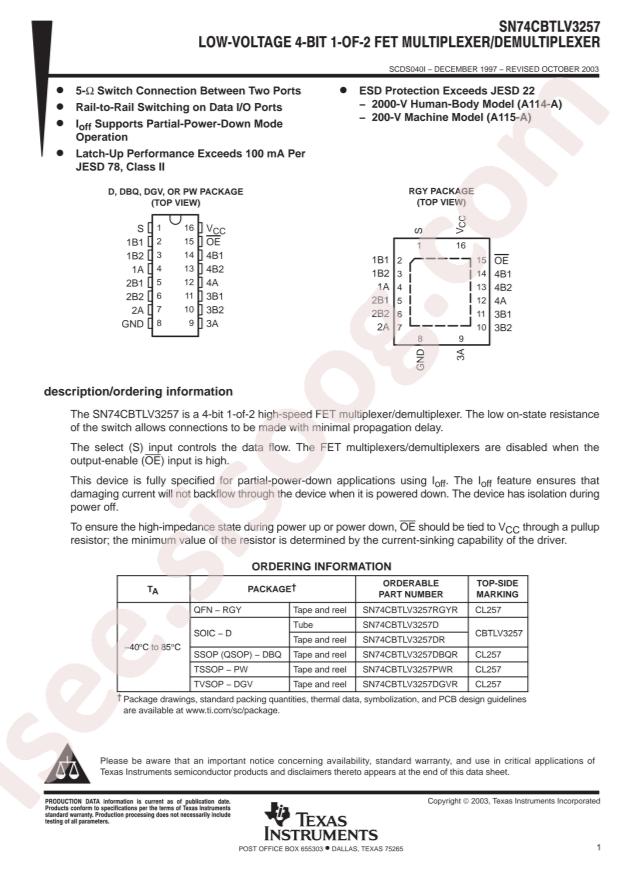 SN74CBTLV3257DR