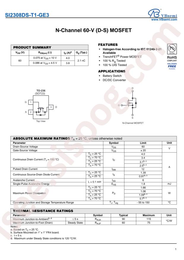 SI2308DS-T1-GE3-VB