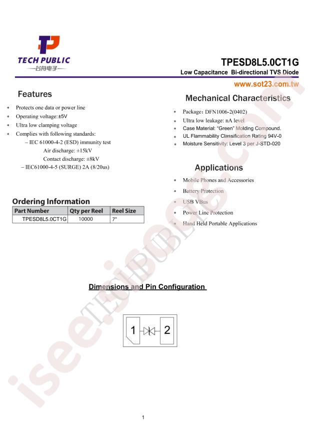 TPESD8L5.0CT5G