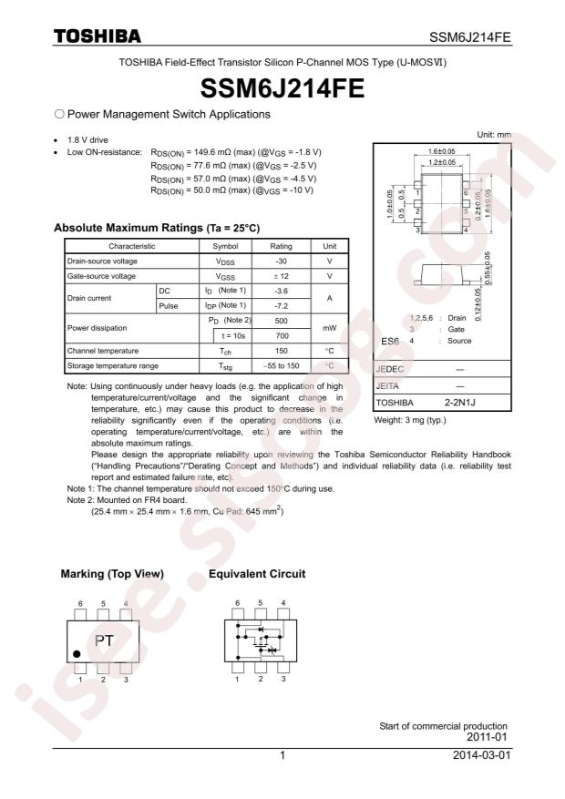 SSM6J214FE(TE85L,F