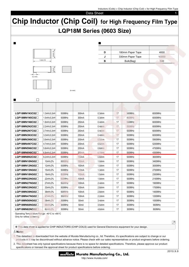 muRata LQP18MN6N8C02