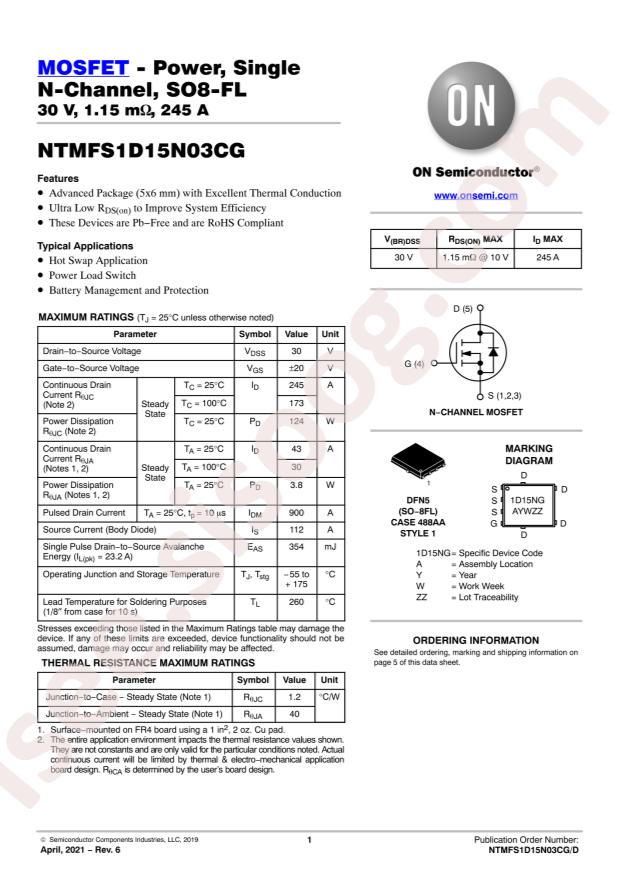 NTMFS1D15N03CGT1G