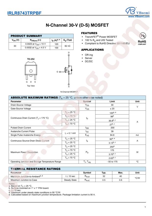 IRLR8743TRPBF-VB