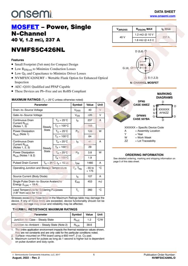 NVMFS5C426NLT1G