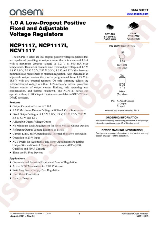 NCV1117ST20T3G