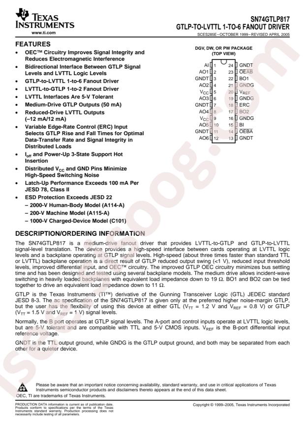 SN74GTLP817PW