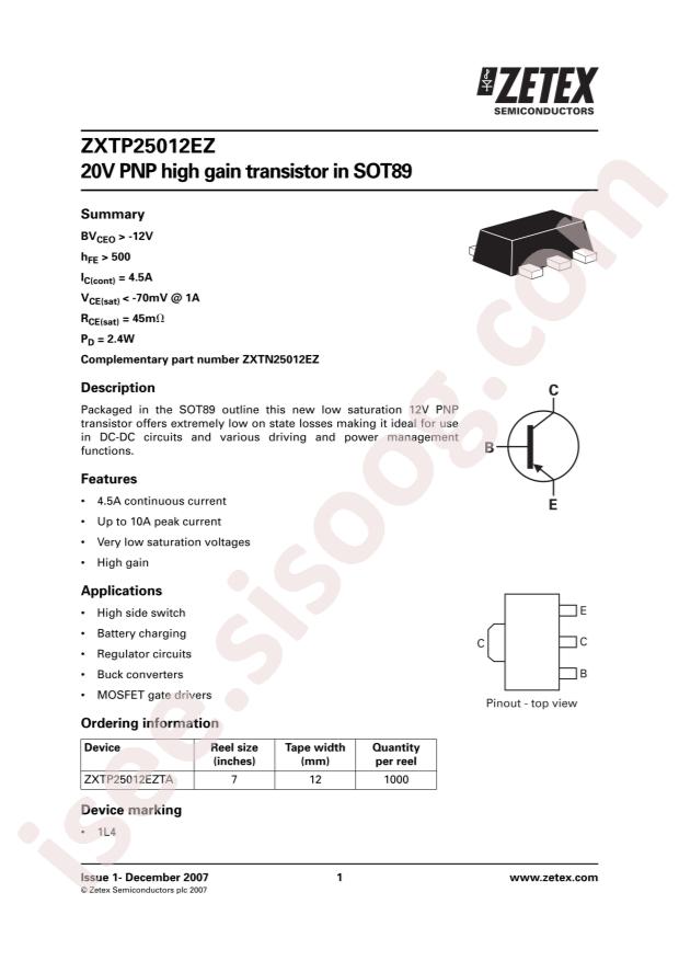 ZXTP25012EZTA