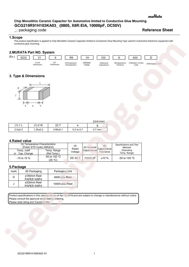 GCG219R91H103KA03D