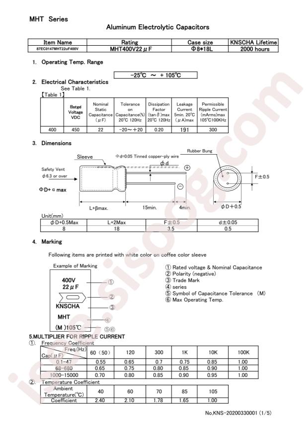 87EC0147MHT22uF400V