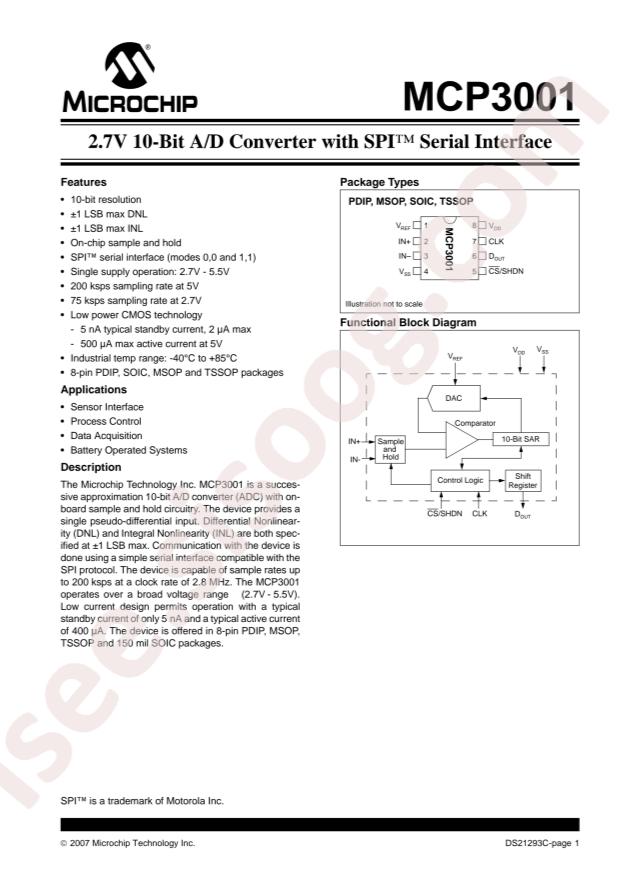 MCP3001-I/SN