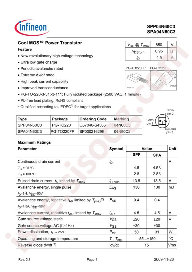 SPA04N60C3