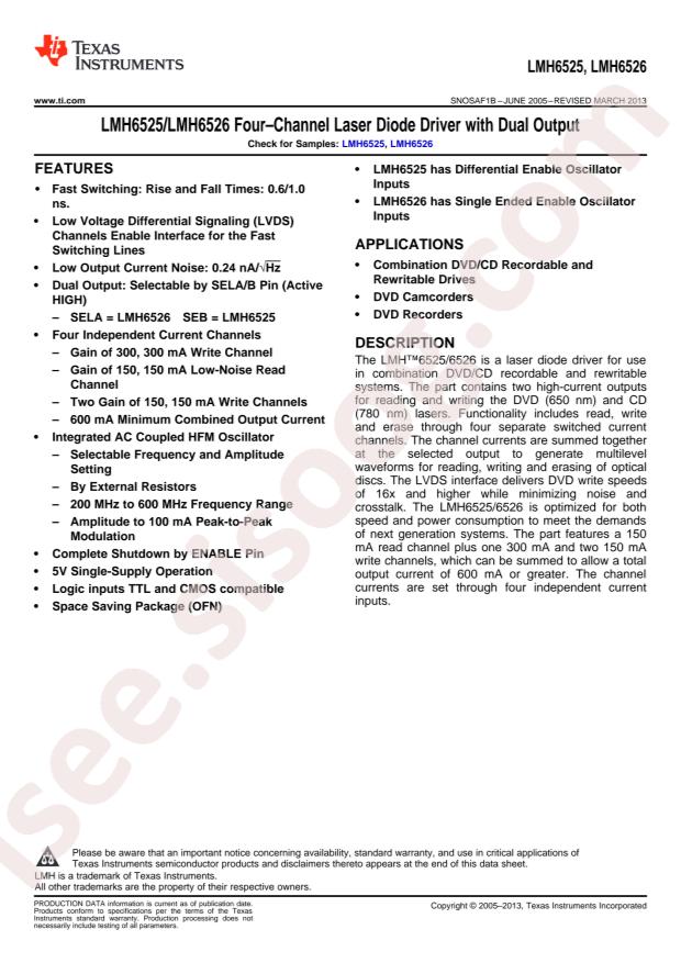 LMH6525SP/NOPB