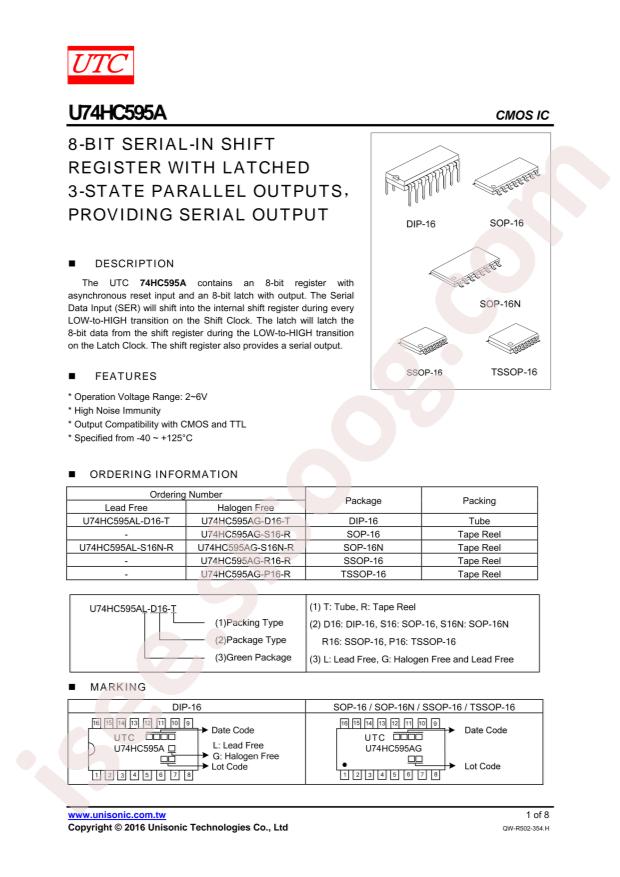 U74HC595AG-S16-R