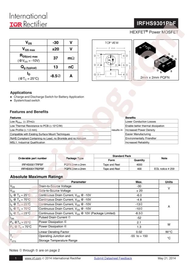 IRFHS9301TRPBF