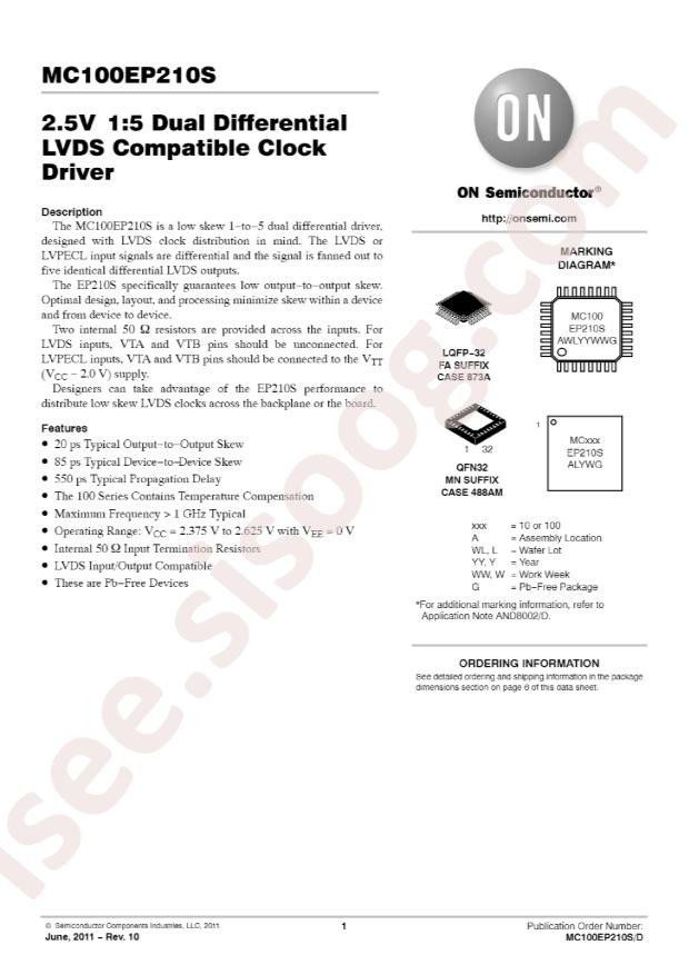 MC100EP210SFAR2G