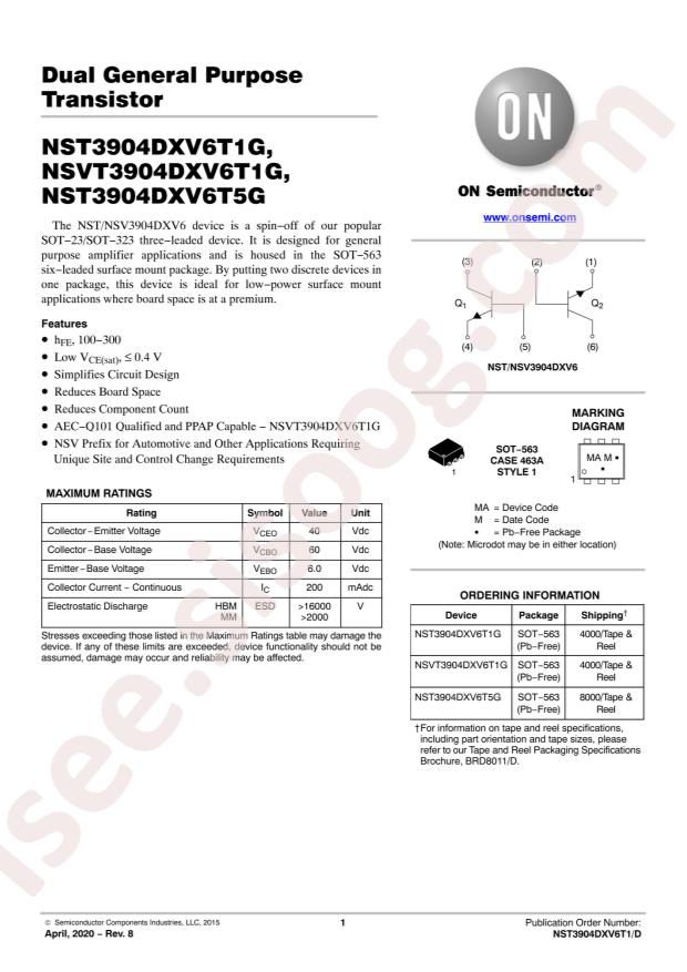 NSVT3904DXV6T1G