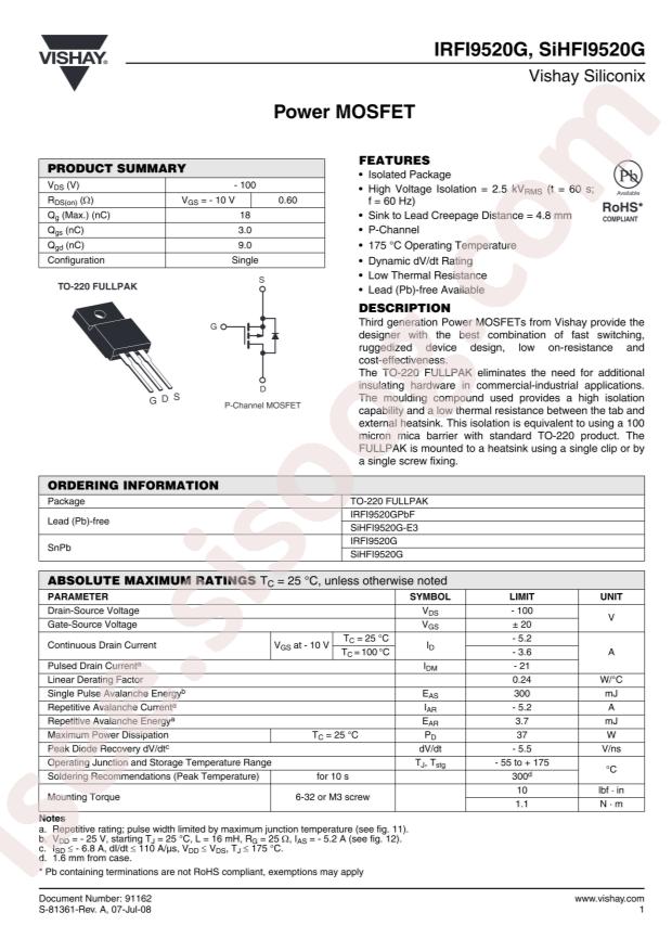 IRFI9520GPBF