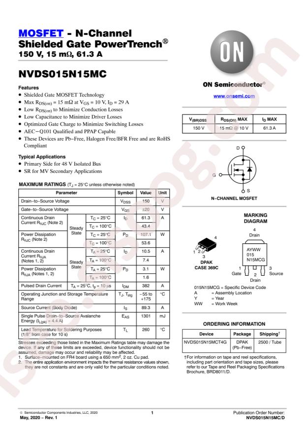 NVDS015N15MCT4G
