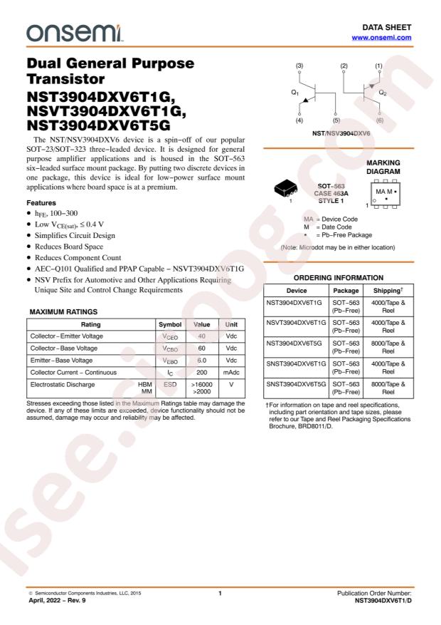 SNST3904DXV6T5G