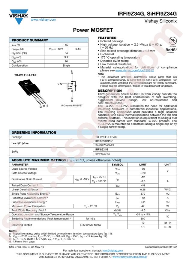 IRFI9Z34GPBF