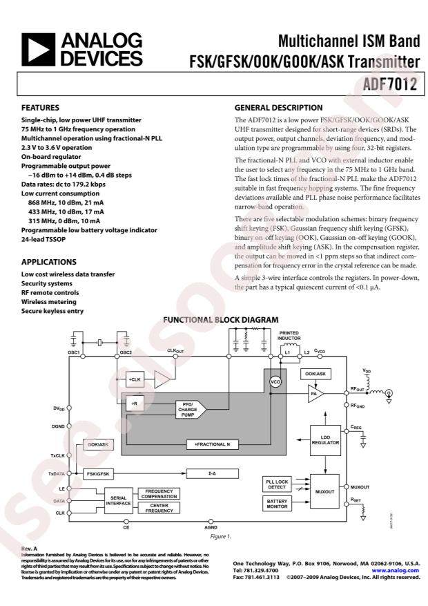 ADF7012BRUZ-RL