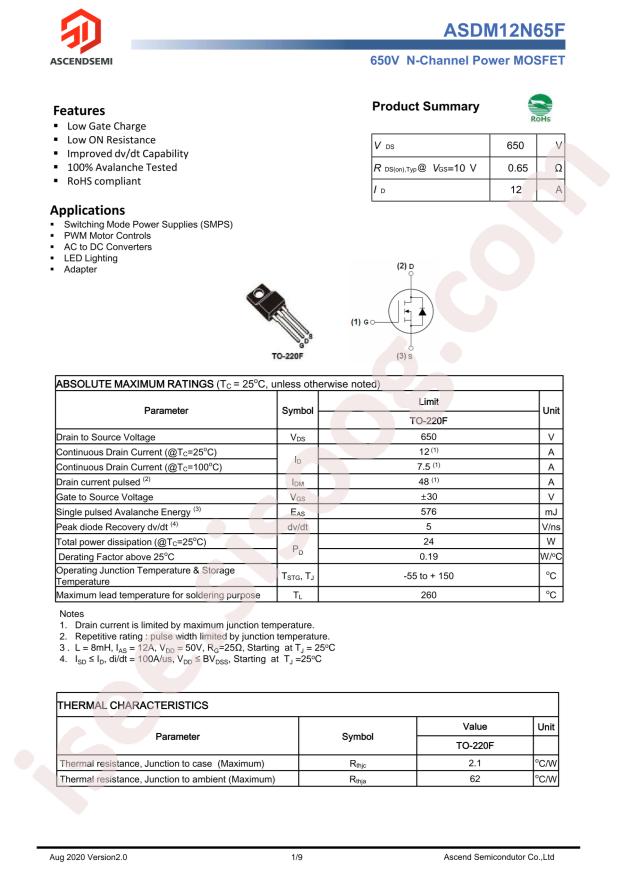 ASDM12N65F-T