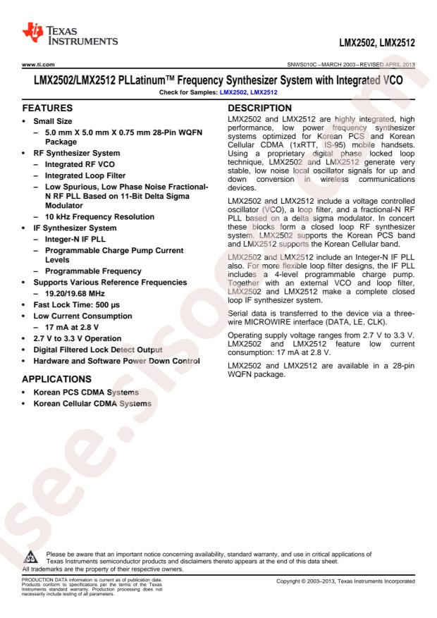 LMX2502LQ1635/NOPB
