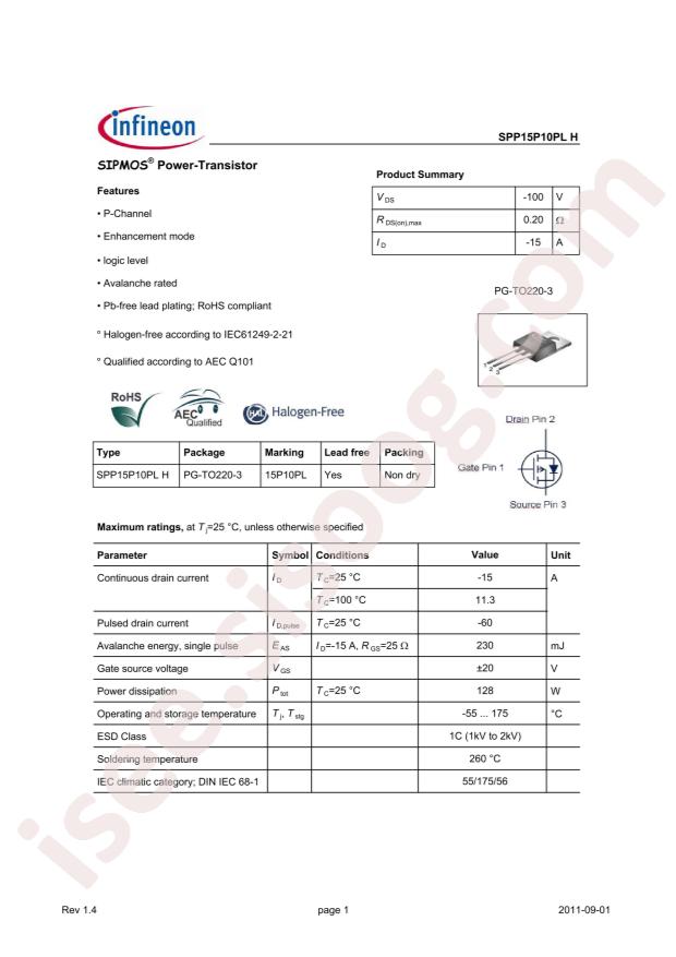 SPP15P10PL H