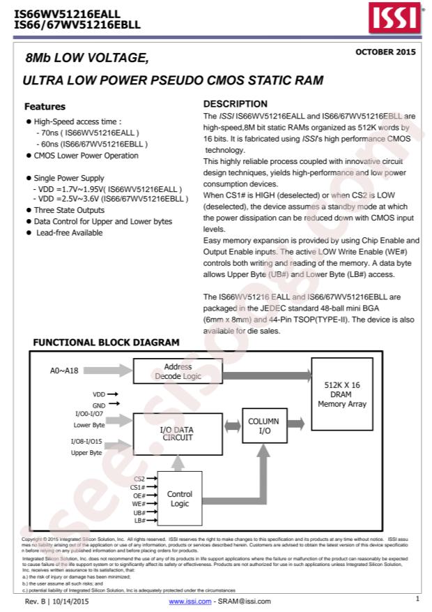 IS66WV51216EBLL-55TLI