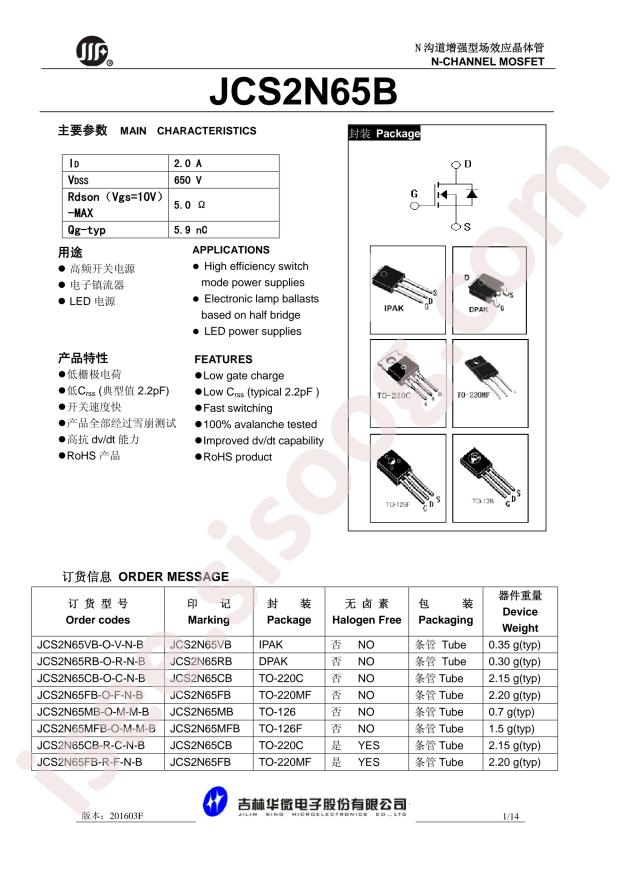 JCS2N65FB-220MF